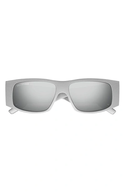 Shop Balenciaga 53mm Rectangular Sunglasses In Silver