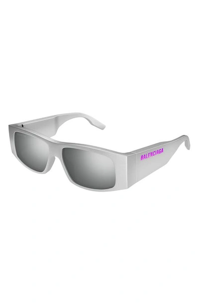 Shop Balenciaga 53mm Rectangular Sunglasses In Silver
