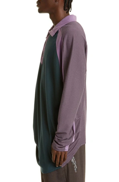 Kiko Kostadinov Colour-block Jumper In Green Purple Stripes/lilac