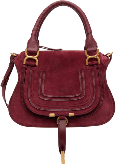 Shop Chloé Burgundy Small Marcie Shoulder Bag In 615 Dark Ruby