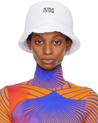 Shop Nina Ricci White Quilted Bucket Hat In U1000 White