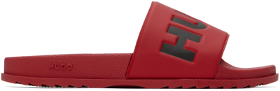 Hugo Boss Match Logo-strap Slides In 606 Dark Red