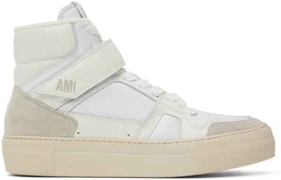Shop Ami Alexandre Mattiussi White Ami De Cœur Sneakers In White/white/107