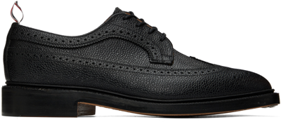 Thom Browne Pebbled Longwing Brogues In 001 Black