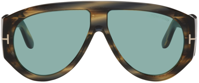 Shop Tom Ford Tortoiseshell Bronson Sunglasses In 56v Shiny Dark Havan