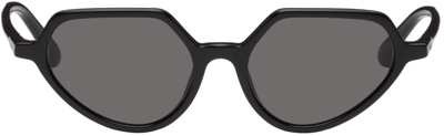 Shop Dries Van Noten Black Linda Farrow Edition 178 C1 Sunglasses In Black/ Silver/ Grey