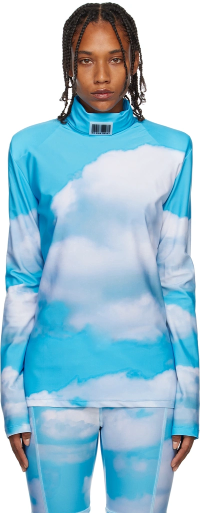 Shop Vtmnts Blue Barcode Turtleneck In Sky