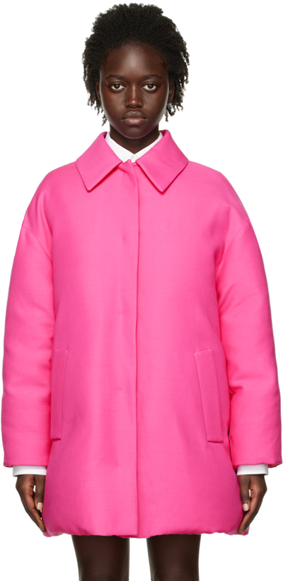 Valentino Oversized Padded Wool And Silk-blend Crepe Jacket In Uwt Pink Pp