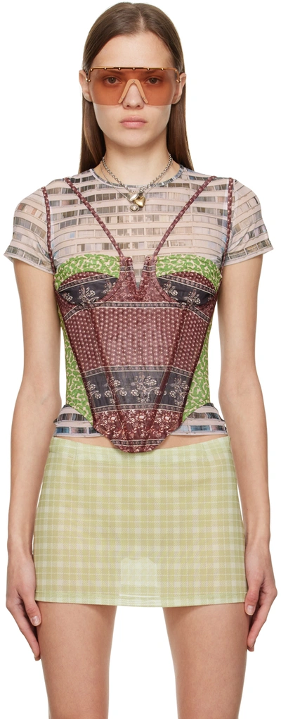 Miaou Aphex Corset In Pinot Paisley