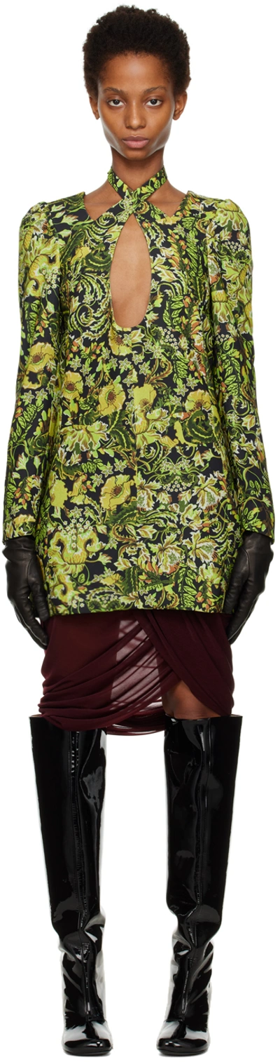 Shop Dries Van Noten Green Cut-out Minidress In 201 Lime