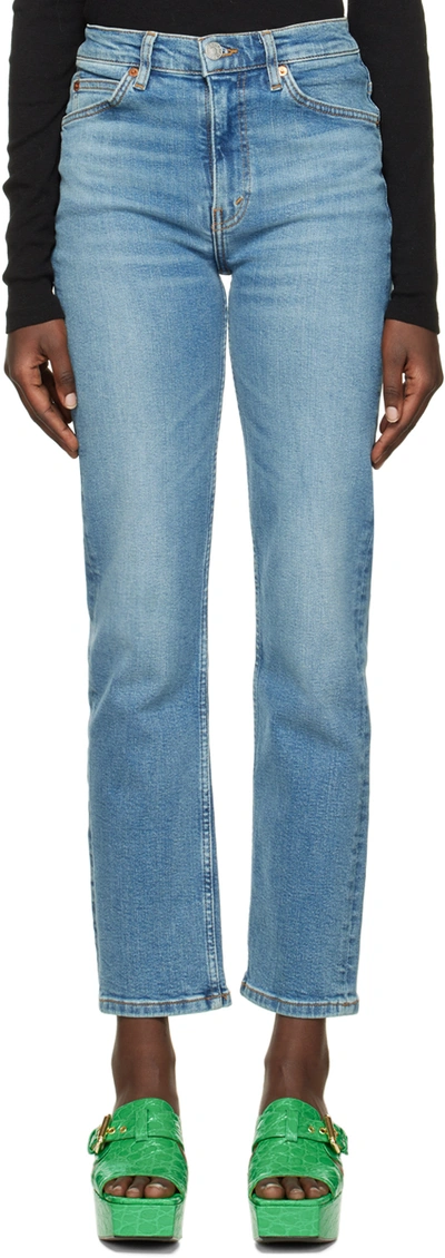 Shop Re/done Blue 70s Straight Jeans In Laguna