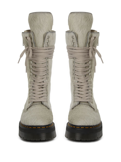 Shop Rick Owens X Dr Martens Calf-hair Quad-sole Boots In 08 Grey
