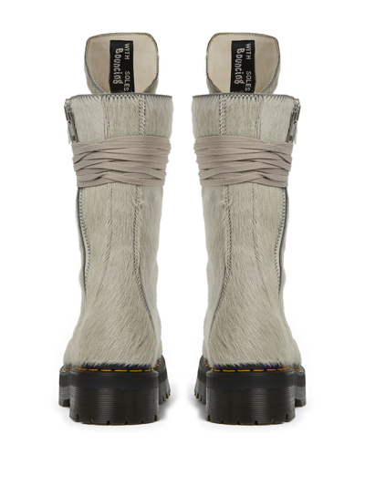Shop Rick Owens X Dr Martens Calf-hair Quad-sole Boots In 08 Grey