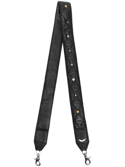 Shop Zadig & Voltaire Stud-detail Leather Bag Strap In Black