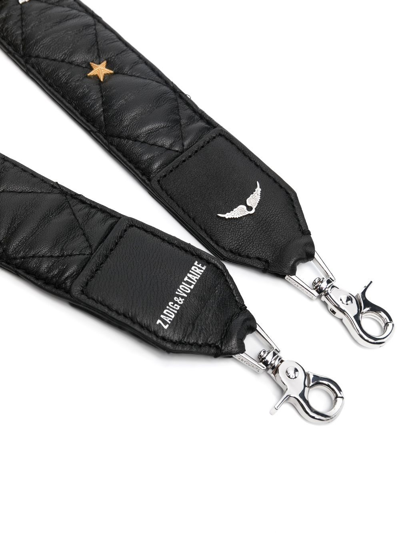 Zadig & Voltaire Stud-detail Leather Bag Strap In Black