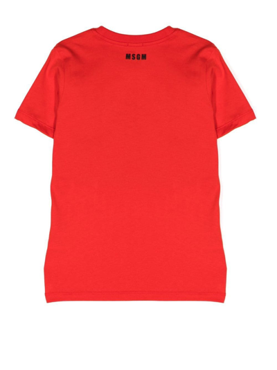Msgm Logo Print T-shirt In Red
