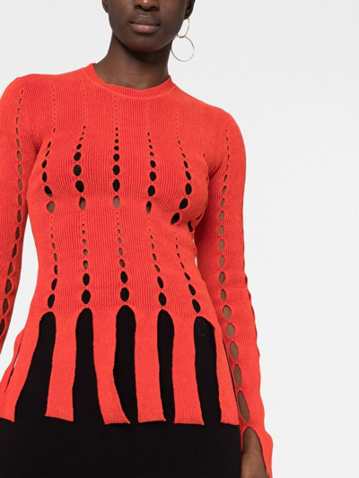 Shop Ambush Cut-out Knitted Top In Orange