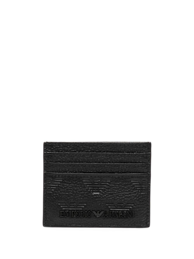 Shop Emporio Armani Debossed-logo Cardholder In Black