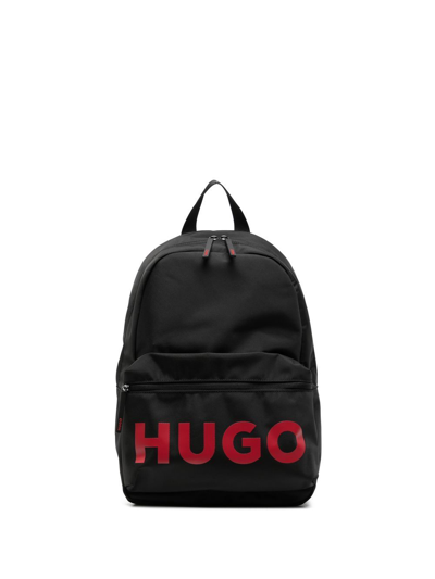Shop Hugo Logo-print Backpack In Black