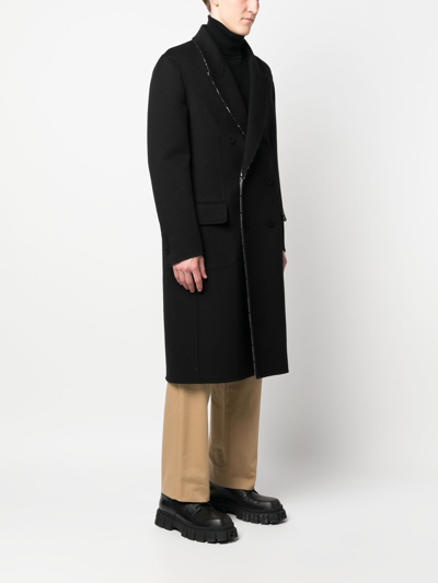 Fendi Ff-print Double-breasted Reversible Coat In Black
