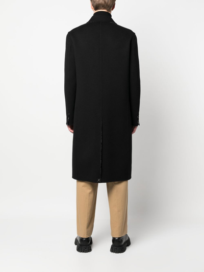 Shop Fendi Ff-print Double-breasted Reversible Coat In Black