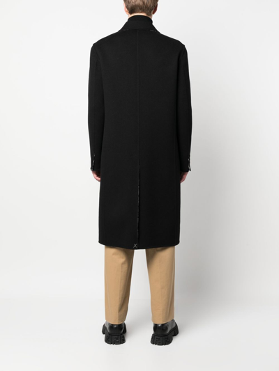 Fendi Ff-print Double-breasted Reversible Coat In Black