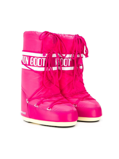 Shop Moon Boot Teen Logo Lace-up Boots In Pink