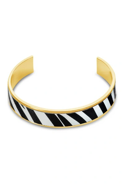 Shop Sterling Forever 14k Gold Plated Brass Zebra Open Cuff Bracelet