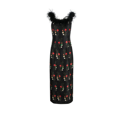 Shop Rixo London Black Winslett Floral Print Midi Dress