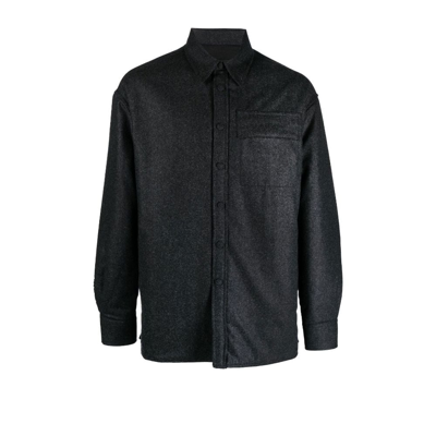 Shop Givenchy (vip) Grey Wool Flannel Overshirt
