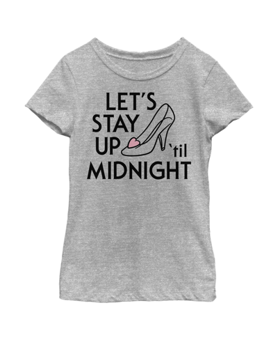 Shop Disney Girl's Cinderella Stay Up 'til Midnight Child T-shirt In Athletic Heather