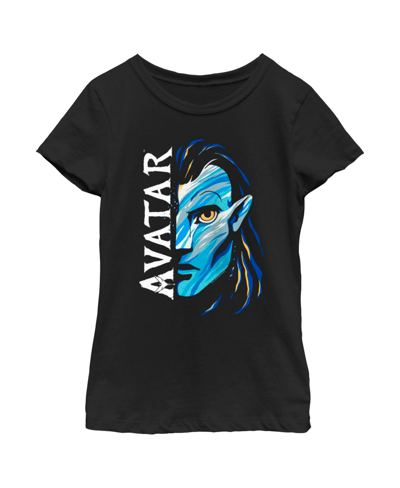 Shop 20th Century Fox Girl's Avatar: The Way Of Water Jake Sully Face Logo Child T-shirt In Black