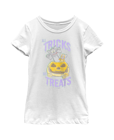 Shop Warner Bros Girl's Tom And Jerry All Tricks No Treats Child T-shirt In White