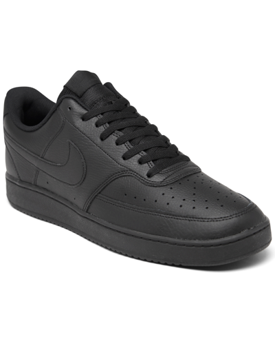 Shop Nike Men's  Court Vision Low Casual Sneakers From Finish Line In Black