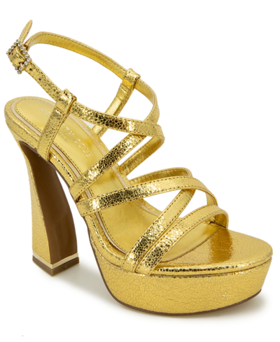 Shop Kenneth Cole New York Women's Allen Strappy Platform Sandals In Light Gold