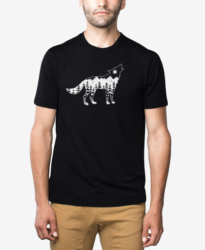 Shop La Pop Art Men's Premium Blend Word Art Howling Wolf T-shirt In Black