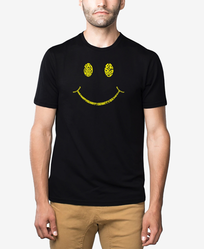 Shop La Pop Art Men's Premium Blend Word Art Be Happy Smiley Face T-shirt In Black