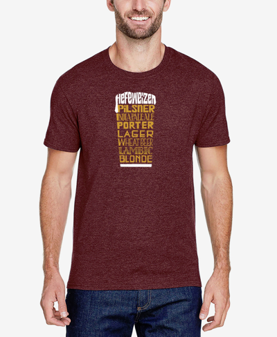 Shop La Pop Art Men's Premium Blend Word Art Styles Of Beer T-shirt In Burgundy