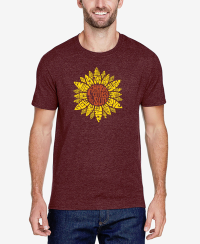 Shop La Pop Art Men's Premium Blend Word Art Sunflower T-shirt In Burgundy