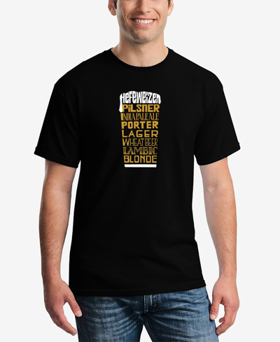 Shop La Pop Art Men's Styles Of Beer Word Art Short Sleeve T-shirt In Black