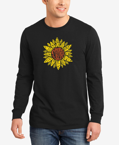 Shop La Pop Art Men's Sunflower Word Art Long Sleeves T-shirt In Black