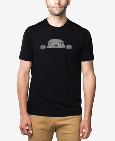 Shop La Pop Art Men's Premium Blend Word Art Peeking Dog T-shirt In Black