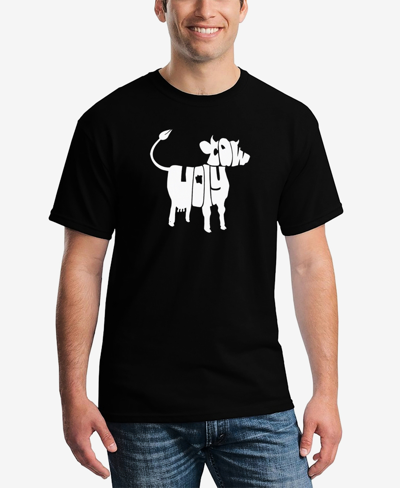 Shop La Pop Art Men's Holy Cow Word Art Short Sleeve T-shirt In Black
