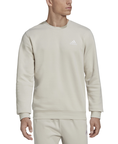 Shop Adidas Originals Adidas Men's Feel Cozy Essentials Classic-fit Embroidered Logo Fleece Sweatshirt In Alumina