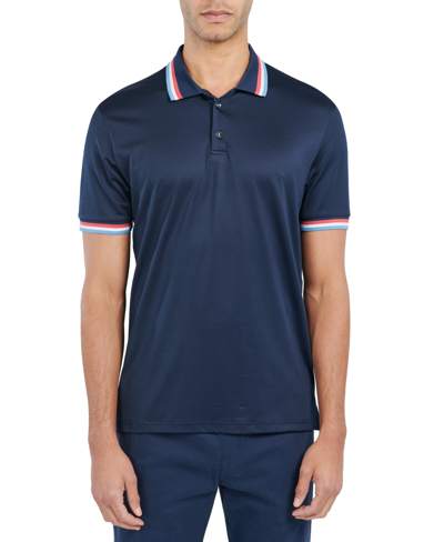 Shop Society Of Threads Men's Slim Fit Solid Tipped Performance Polo In Navy