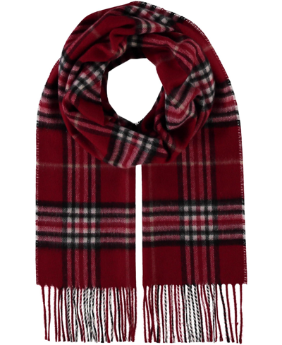 Shop V Fraas Men's Classic Plaid Cashmere Scarf In Classic Red