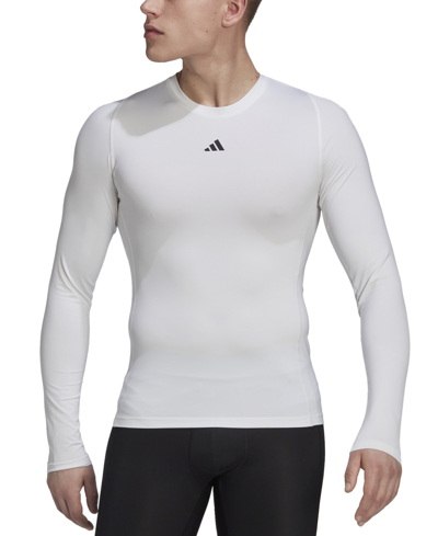Shop Adidas Originals Men's Techfit Performance Training Long-sleeve T-shirt In White