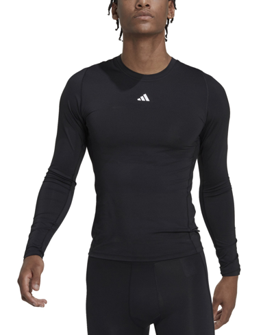 Shop Adidas Originals Men's Techfit Performance Training Long-sleeve T-shirt In Black