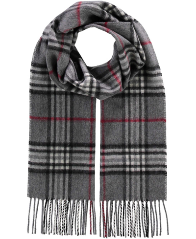 Shop V Fraas Men's Classic Plaid Cashmere Scarf In Mid Gray