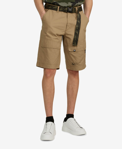Shop Ecko Unltd Men's Flip Front Cargo Shorts In Beige